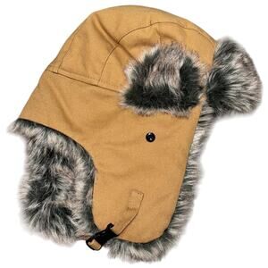 Men's Trapper Hat with Faux Fur Lining - Tan